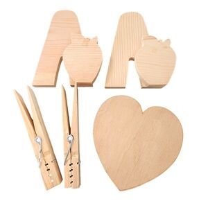 Wood cutouts lot unfinished crafting teacher office clothespin apple heart box